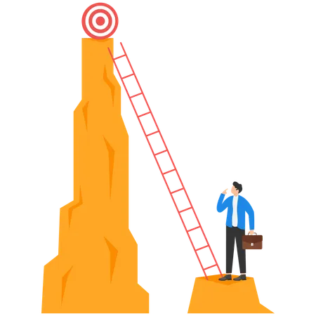 Businessman Climbing To Target Concept Business Vector Illustration