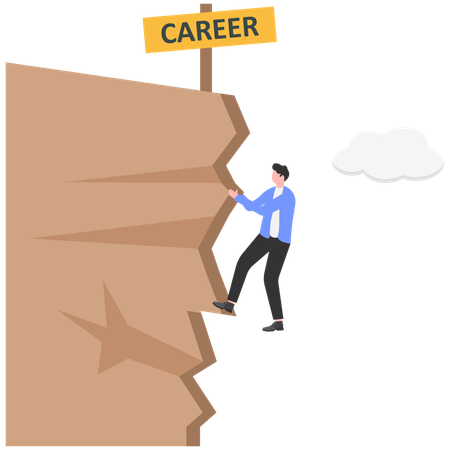 Businessman climbing to top for career growth  Illustration