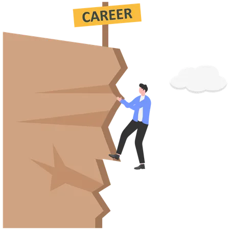 Businessman climbing to top for career growth  Illustration