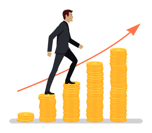 Businessman climbing towards financial growth  Illustration