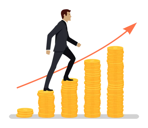 Businessman climbing towards financial growth  Illustration