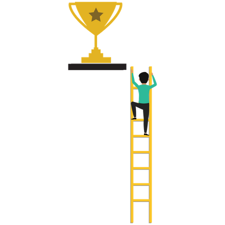 Businessman climbing towards goal Illustration