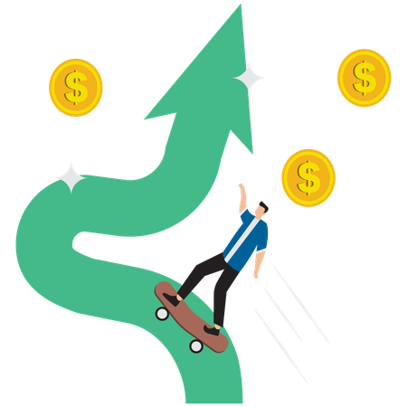 Businessman climbing up financial graph  Illustration