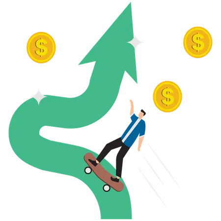 Businessman climbing up financial graph  Illustration