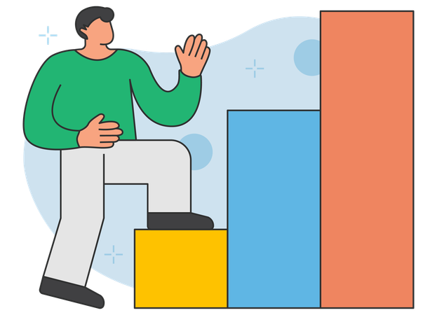 Businessman climbing up growth stairs  イラスト