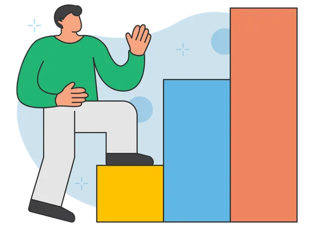 Businessman climbing up growth stairs  イラスト