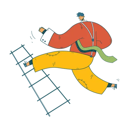 Businessman climbing up ladder Illustration