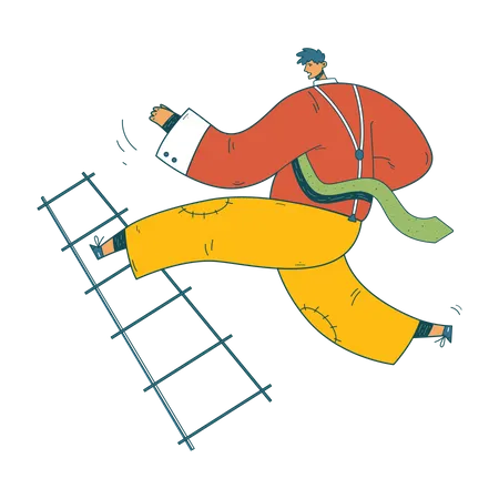 Businessman climbing up ladder  Illustration