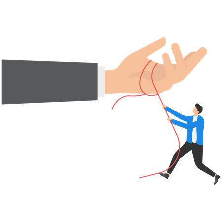 Businessman climbing up on rope  Illustration