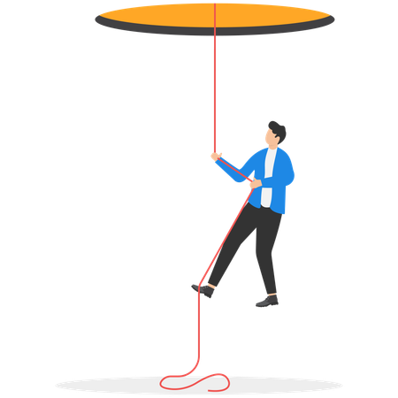 Businessman climbing up rope  Illustration