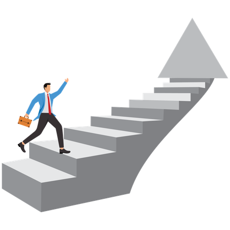 Businessman climbing up success stairs  Illustration