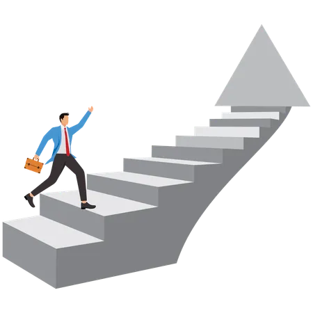 Businessman climbing up success stairs  Illustration