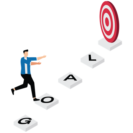 Businessman climbing up to achieve target  Illustration