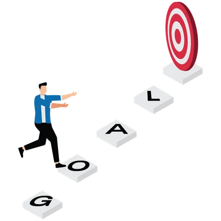 Businessman climbing up to achieve target  Illustration