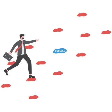 Businessman climbing up to forward success  Illustration