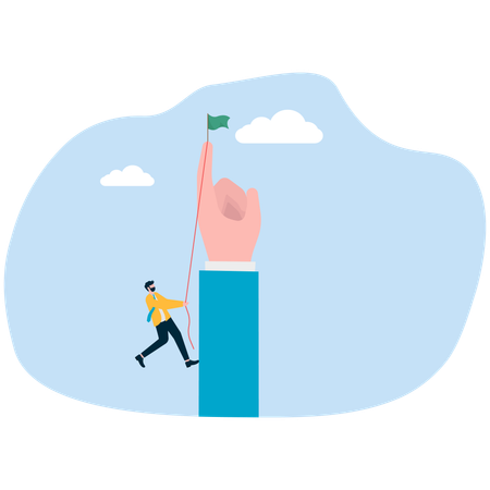 Businessman climbing up towards peak  Illustration
