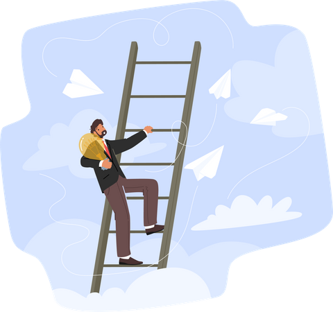 Businessman climbing with creative idea  Illustration