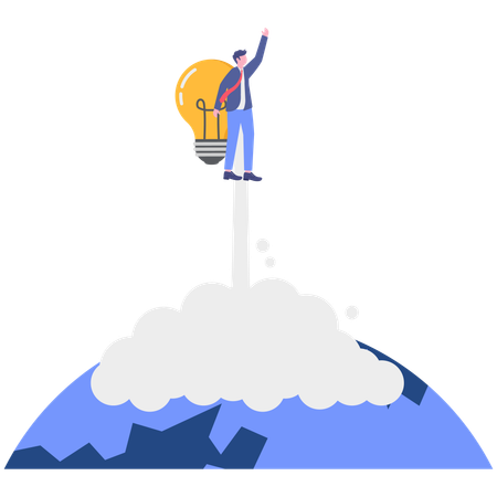 Businessman climbs over mountain  Illustration