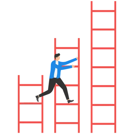 Businessman climbs up business hurdle  Illustration