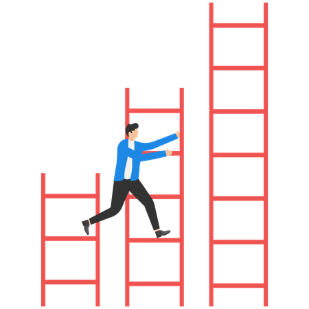 Businessman climbs up business hurdle  Illustration