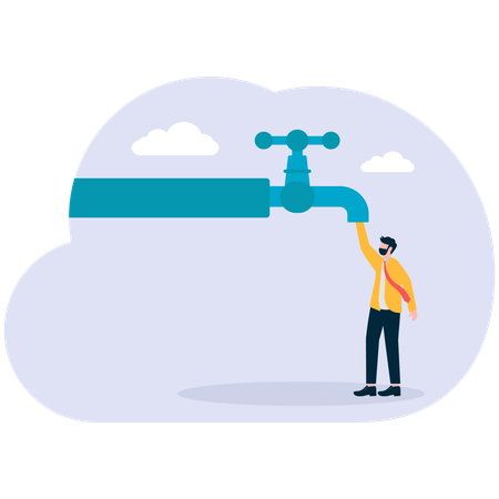 Businessman closed faucet  Illustration