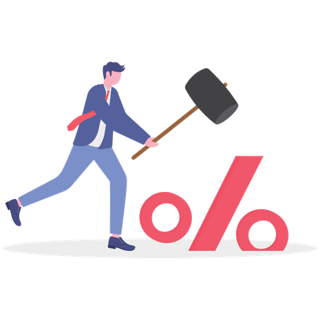 Businessman clumps down banking percentage  Illustration