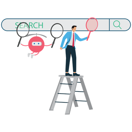 Businessman Collaboration between humans and artificial intelligence  Illustration