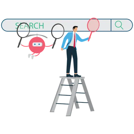Businessman Collaboration between humans and artificial intelligence  Illustration