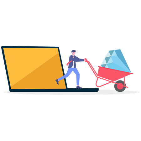 Businessman collecting diamond gemstone  Illustration