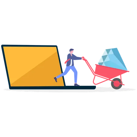 Businessman collecting diamond gemstone  Illustration