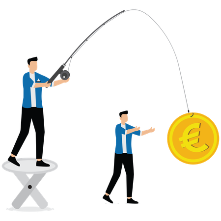 Businessman collecting finance using fishing rod  Illustration