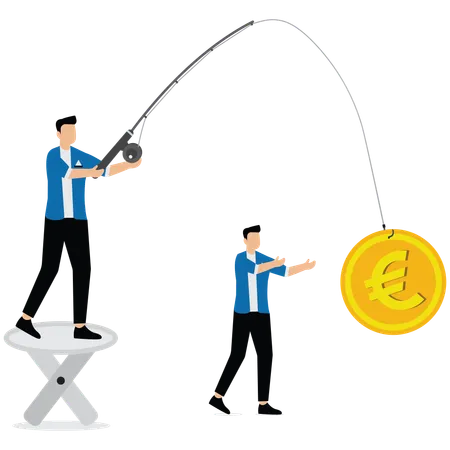 Businessman collecting finance using fishing rod  Illustration