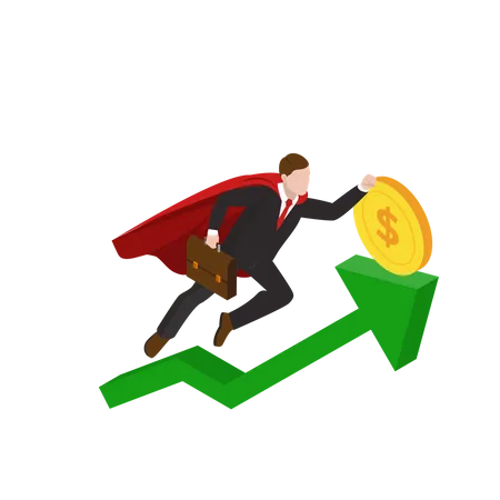 Businessman collecting profit from growth  Illustration