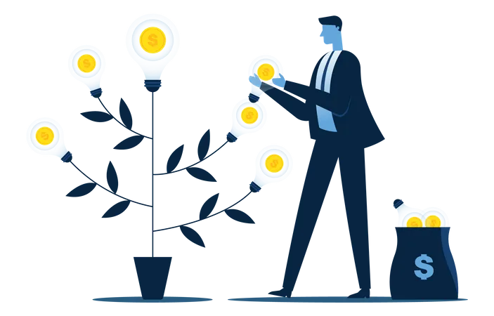 Businessmen Trying To Grow New Business Ideas In The Company To Make The Business Successful Illustration