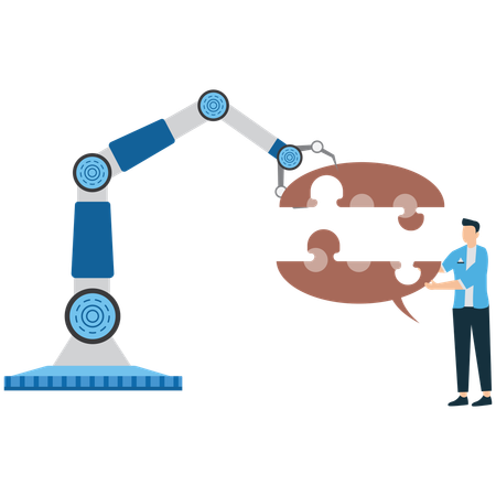 Businessman Collective Ideas withRobot  Illustration