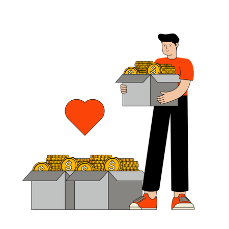 Businessman collects  Donation Fund  Illustration