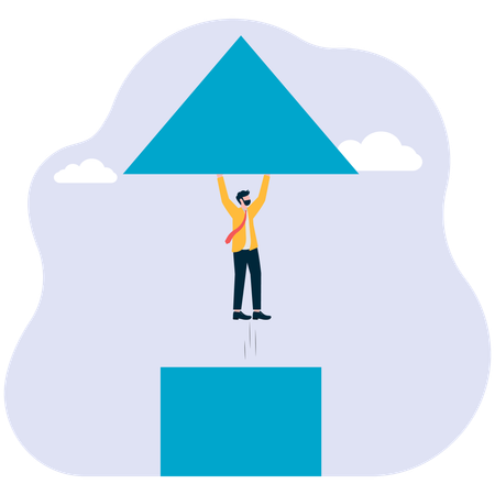 Businessman come out from box  Illustration
