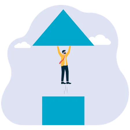Businessman come out from box  Illustration