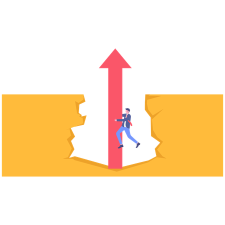 Businessman come out from growth  Illustration