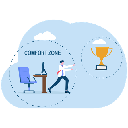 Businessman coming out of comfort zone  Illustration