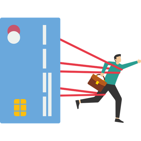 Businessman committed debt with credit card  Illustration