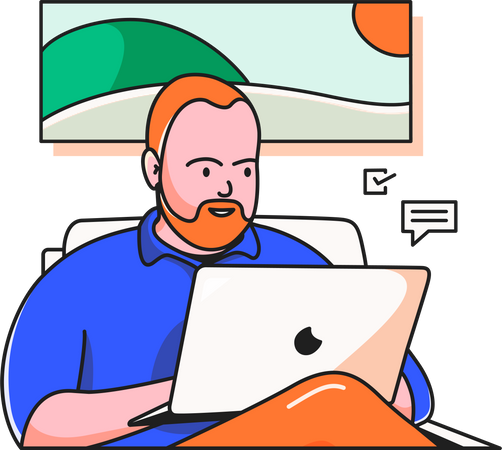 Businessman communication on laptop Illustration