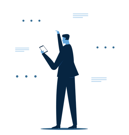 Businessman communication on mobile  일러스트레이션