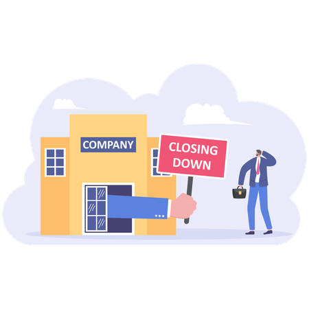 Businessman company's closes down  Illustration