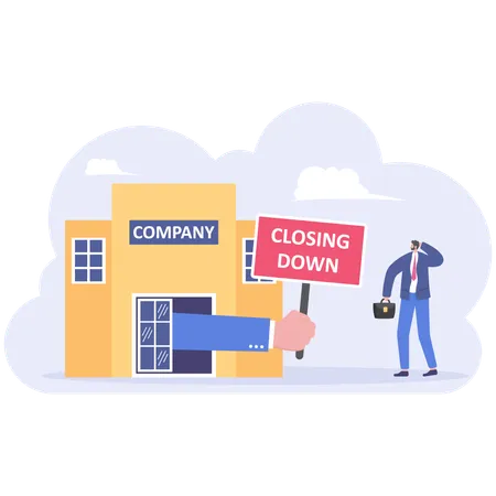 Businessman company's closes down  Illustration