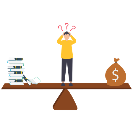 Businessman comparing between value and growth stock on weight scale  Illustration