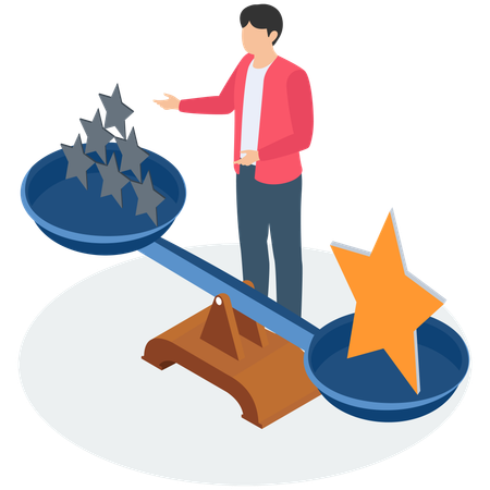 Businessman comparing business rating  Illustration