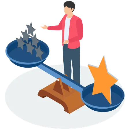 Businessman comparing business rating  Illustration
