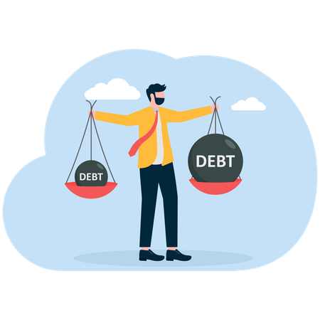Businessman comparing debt  Illustration