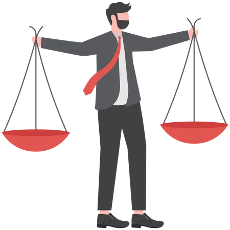 Comparison Advantage And Disadvantage Integrity Or Honest Truth Pros And Cons Or Measurement Judge Or Ethical Decision Or Balance Concept Businessman Comparing Scale To Be Equal Fair Measuring Illustration